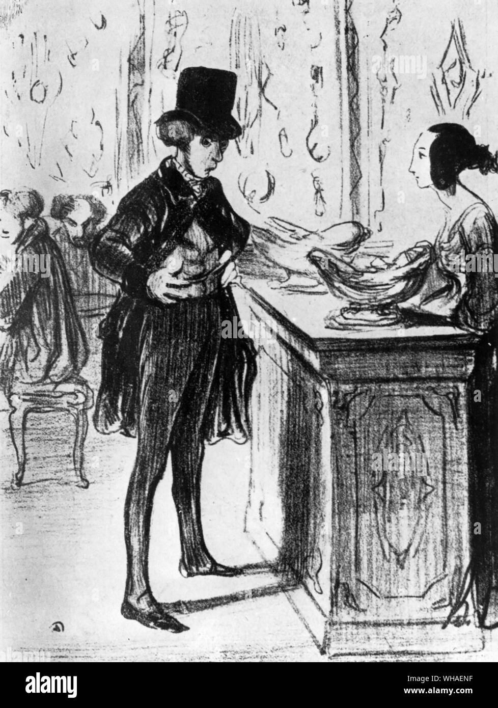 A regular of the cafe during the Second Empire. by Honore Daumier Stock Photo