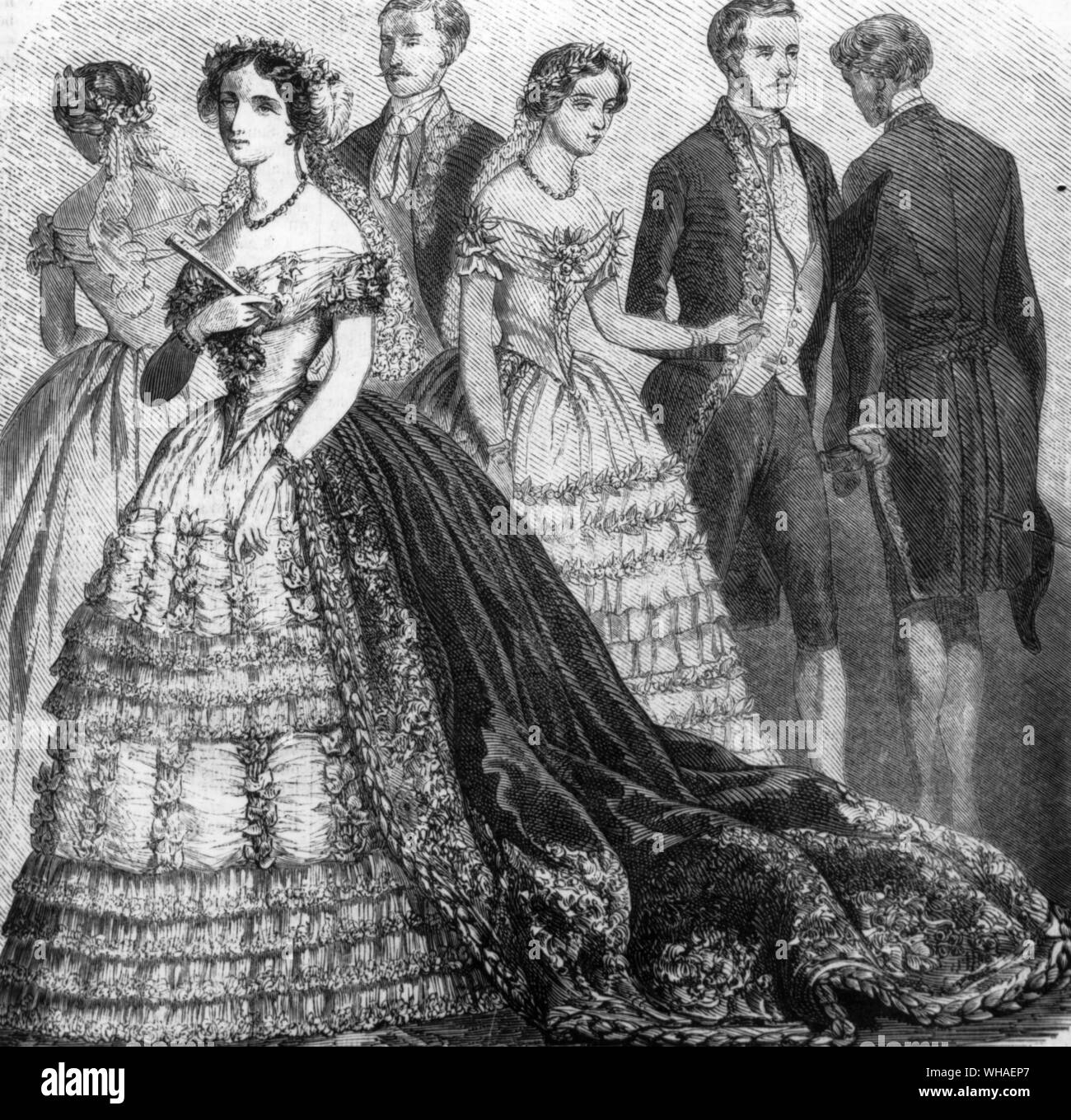 From L'Illustration 31st December 1853. New costumes for Court wear Stock Photo