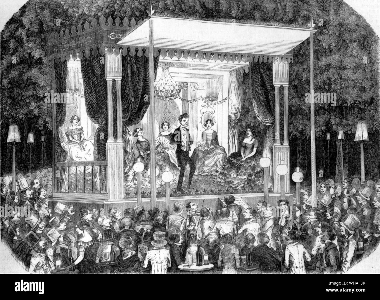From L'Illustration 13th August 1853. A cafe chantant in the Champs Elysees Paris Stock Photo
