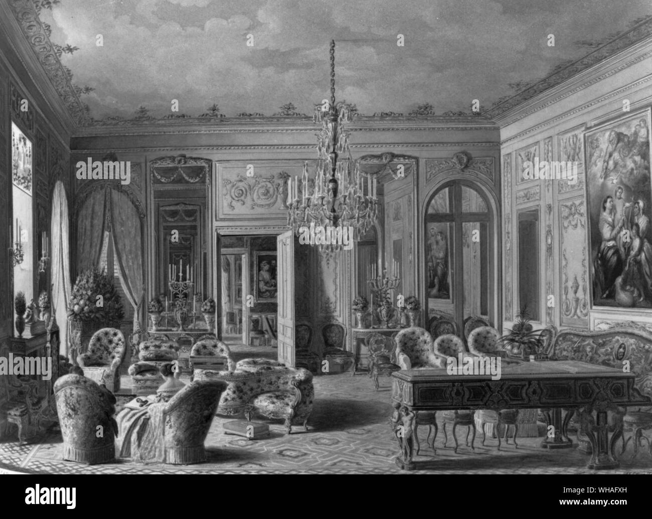J B F de Fournier . Victoria's drawing room at Saint Cloud 1855 Stock ...
