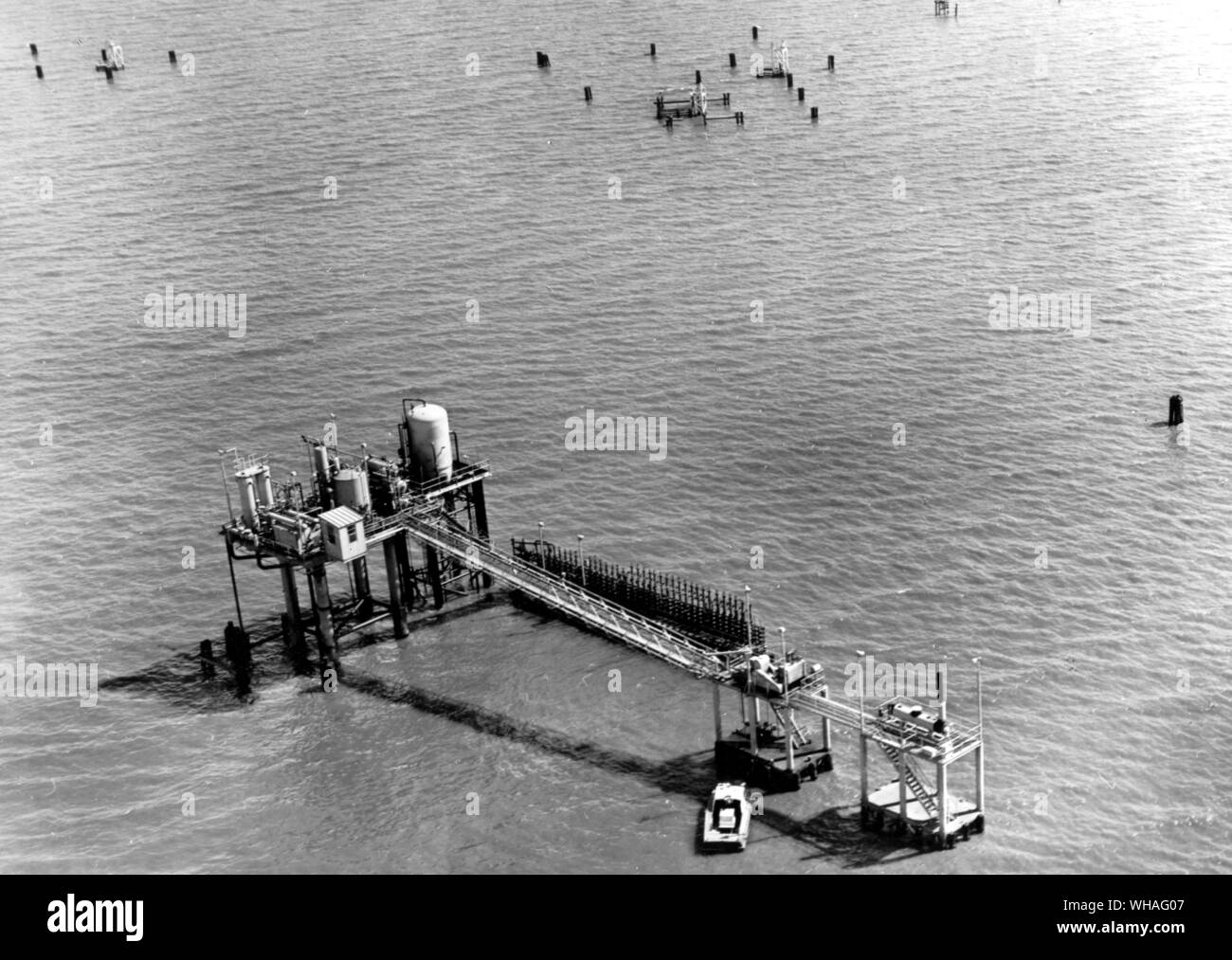 USA Gulf of Mexico. A production platform in the Main Pass area of the Mississippi delta Stock Photo