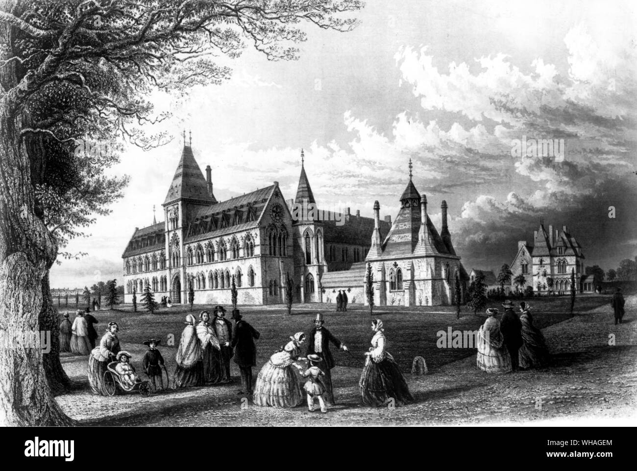Oxon. Oxford University Museum. Engraving of 1860. Sir Thomas Deane and Benjamin Woodward architects Stock Photo