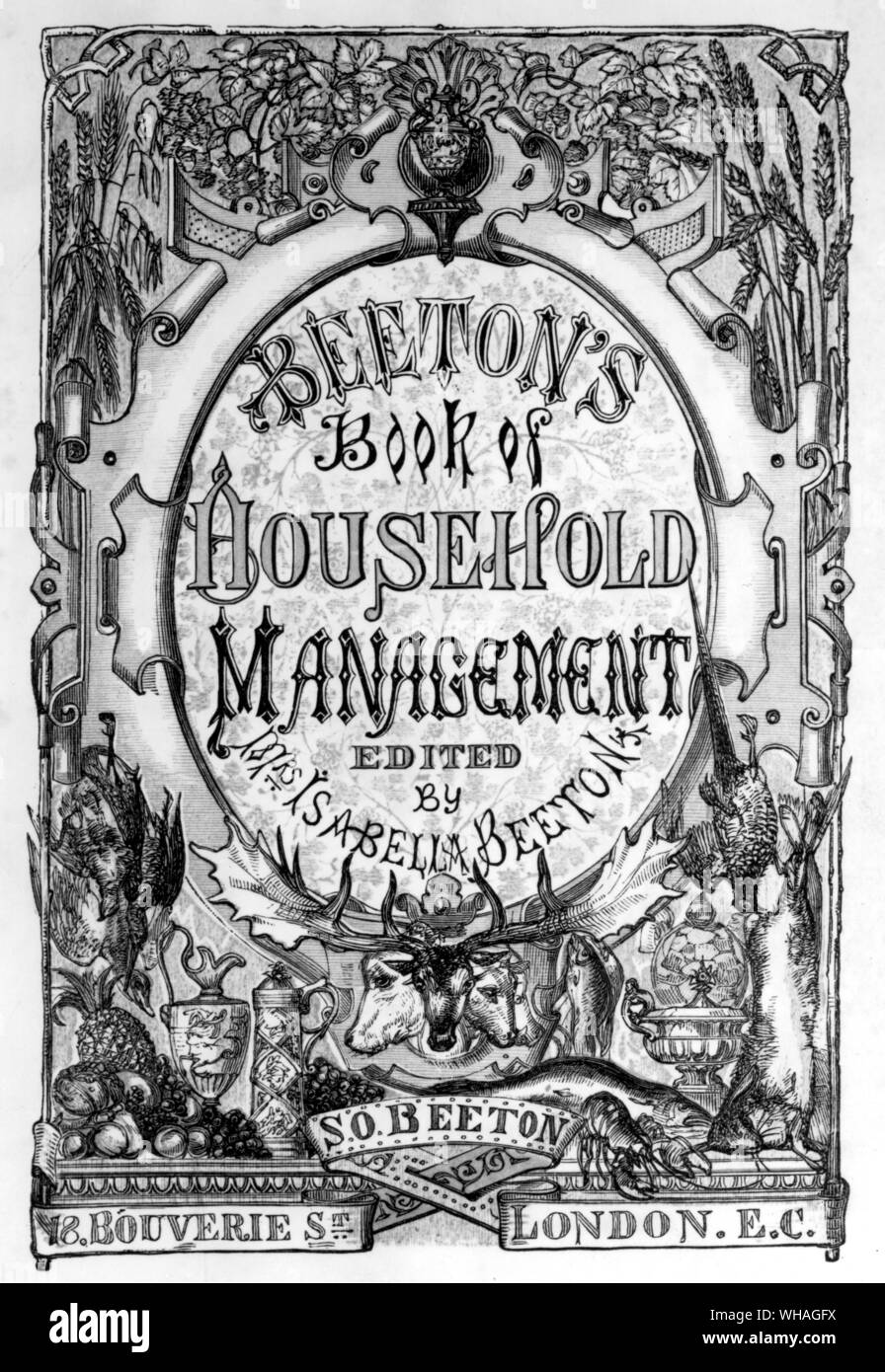 Title page of Beetons Book of Household Management edited by Mrs Isabella Beeton Stock Photo