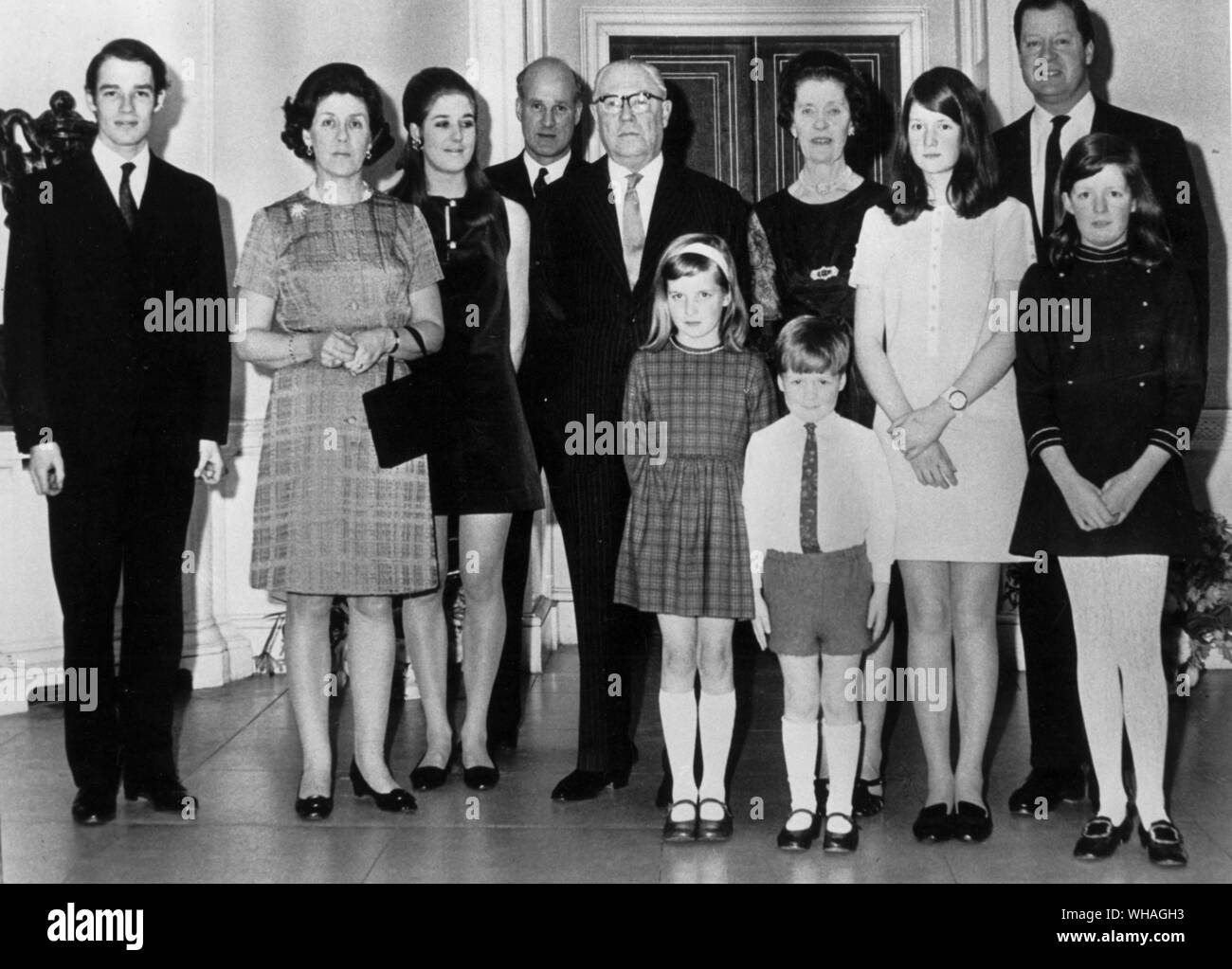 Golden Wedding anniversary in 1969 of the 7th Earl and Countess Spencer. Front left, Lady Diana Stock Photo
