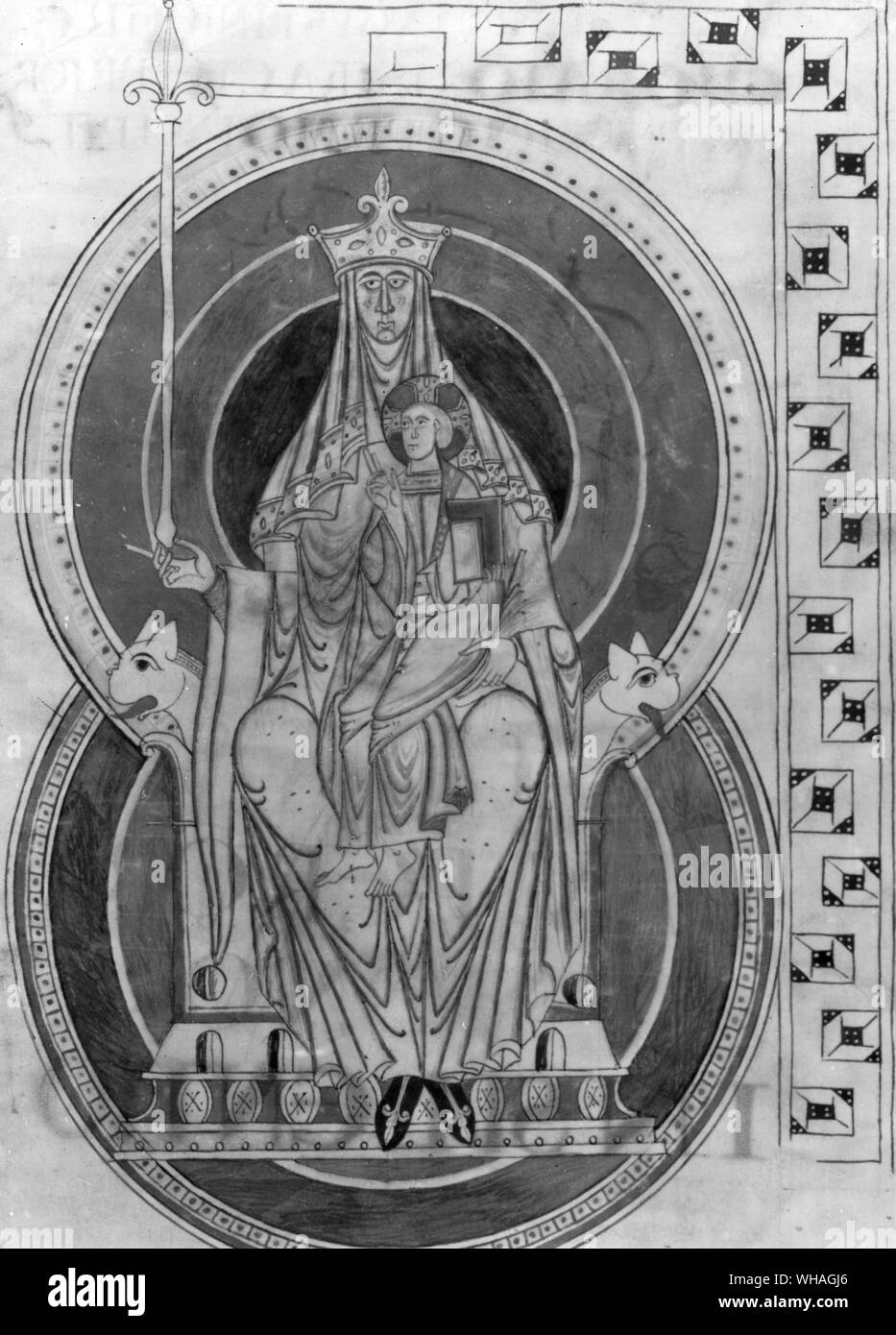 Virgin and Child. English, from Commentary on Psalms CI-CL St Augustine 12th century Stock Photo