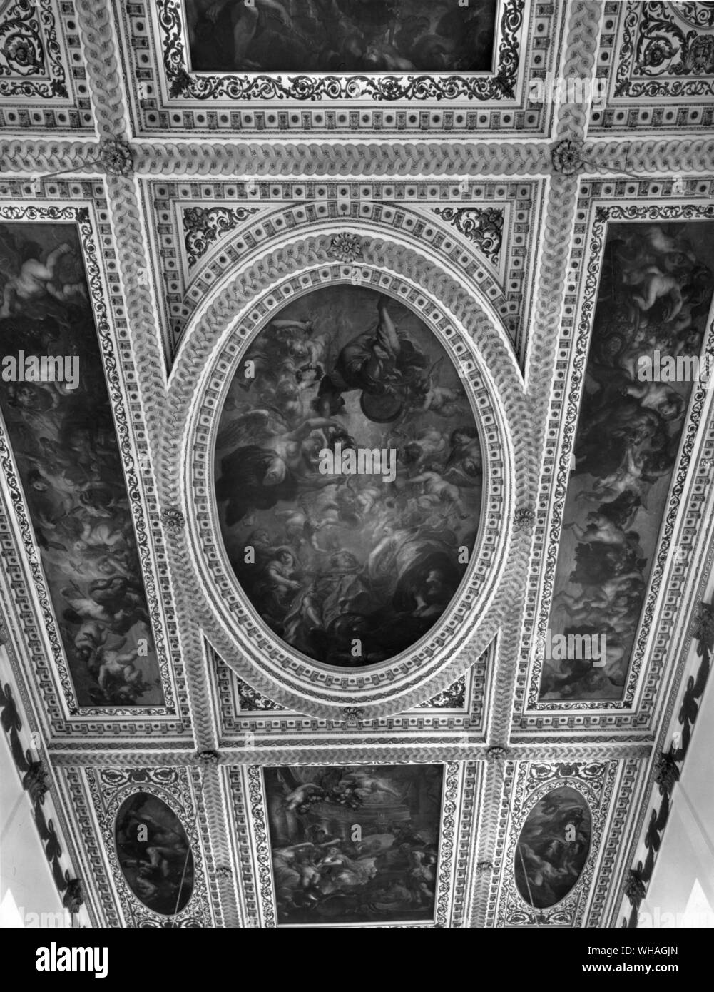 The ceiling of the Banqueting House. Whitehall Stock Photo