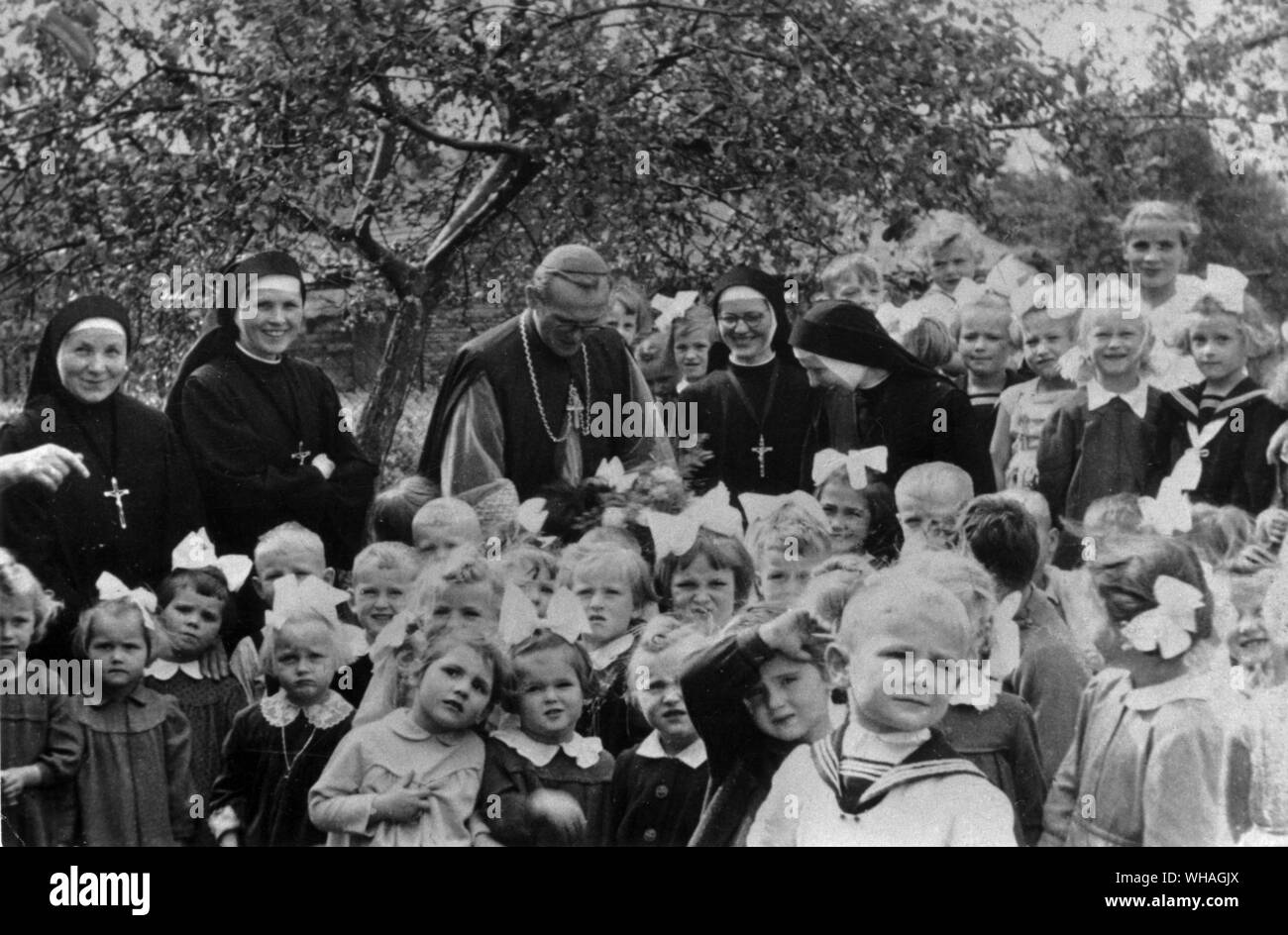 Pope John Paul II as Bishop of Krakow. Wojtyla on an outing with a group of children Stock Photo