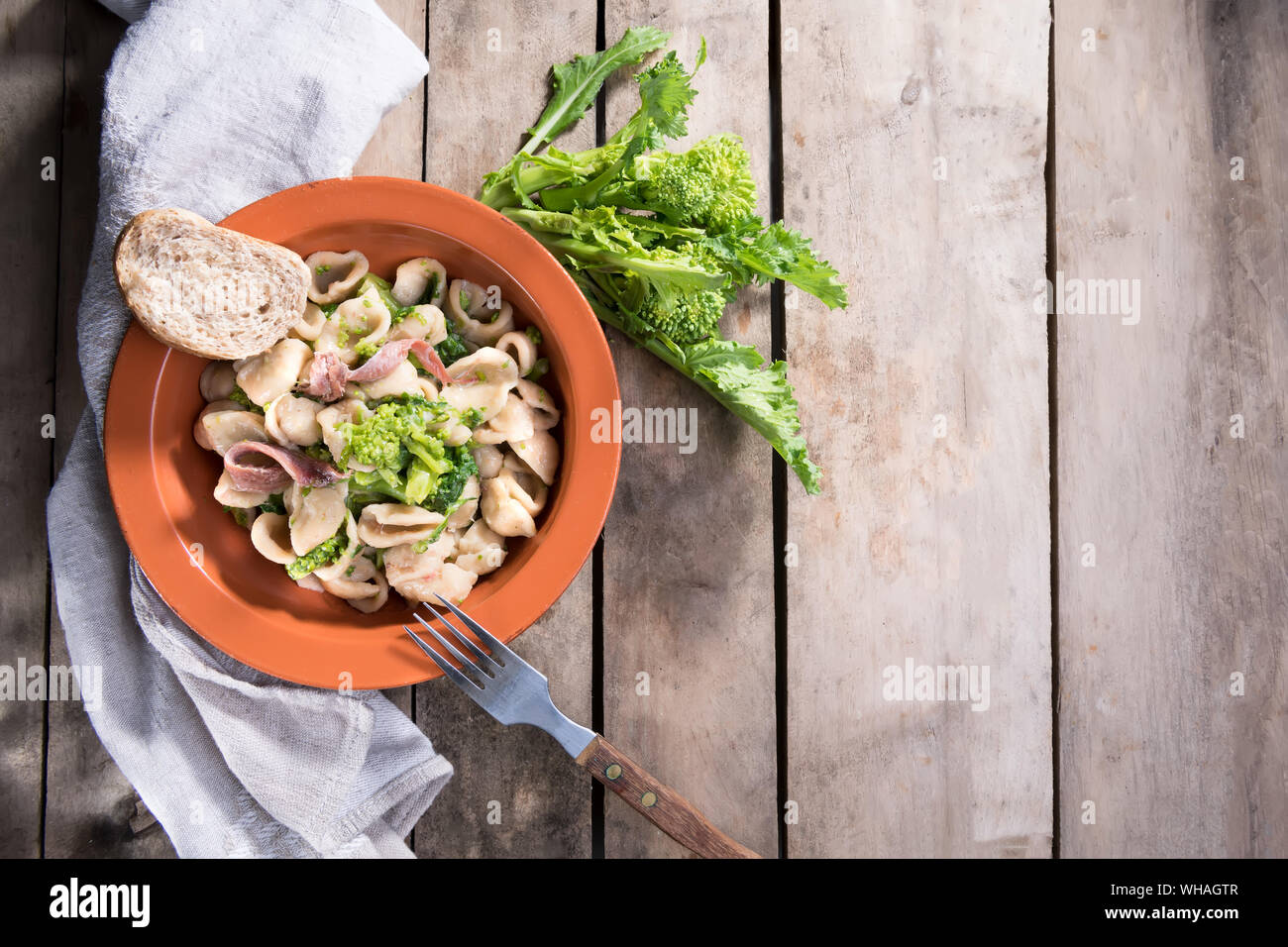 Homemade wholegrain Italian pasta, a traditional dish in Puglia