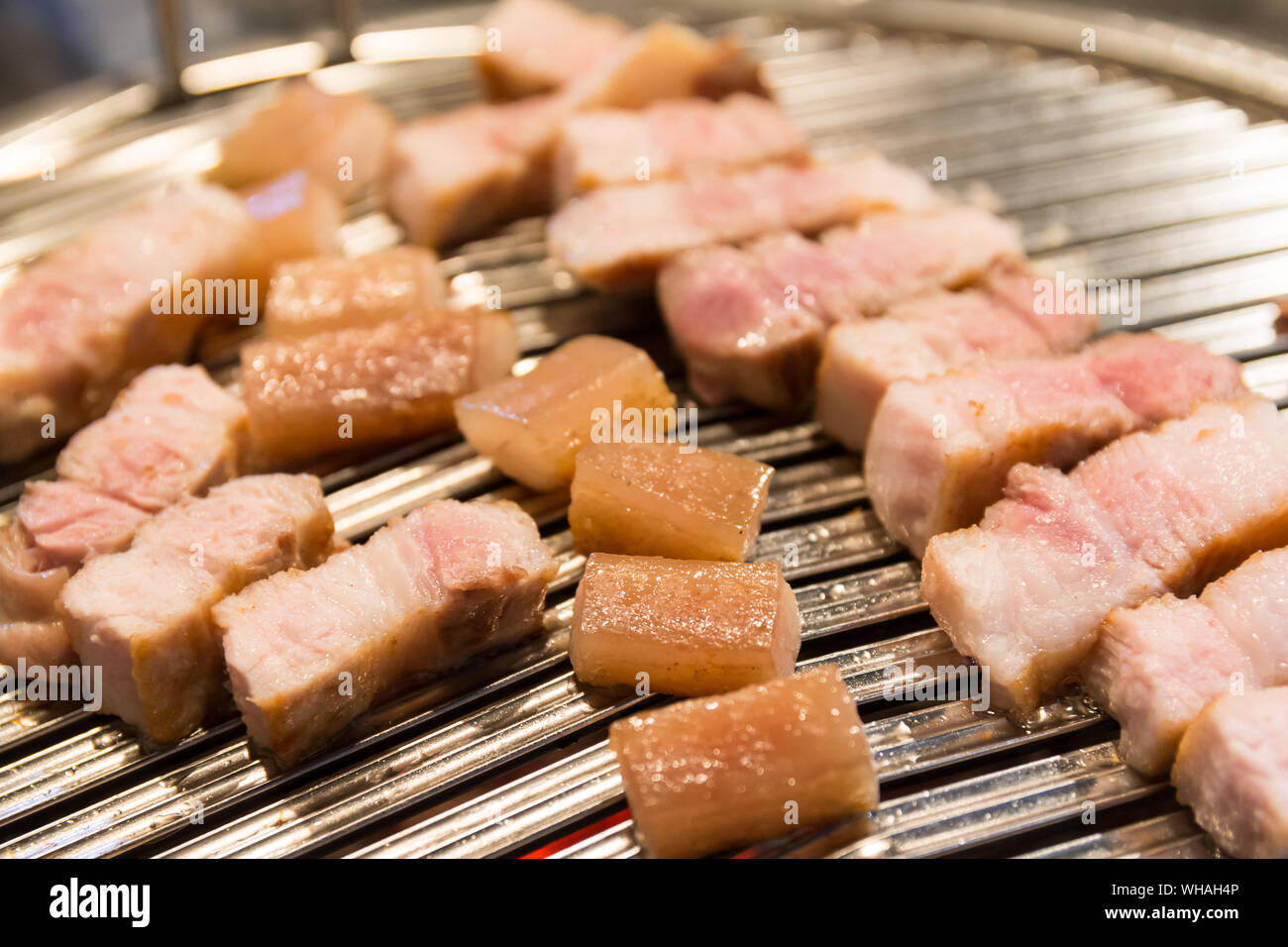 Cooked Samgyeopsal Grilled Pork Belly Bbq Being Cut Scissors Korean Stock  Photo by ©asimojet 393754488