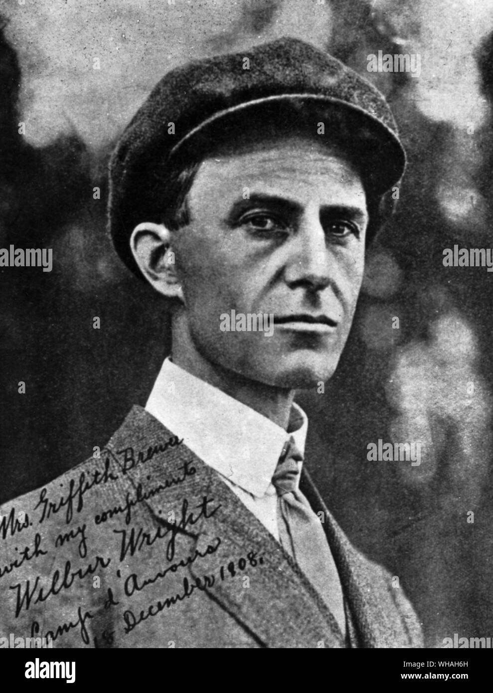 Wilbur Wright 1867-1912. Wright, Wilbur US airplane designer and aviation pioneer; with Orville Wright, co-invented 1st airplane (1st heavier than air flying machine) 1903; brother of Orville Wright  1867-1912 . . Stock Photo