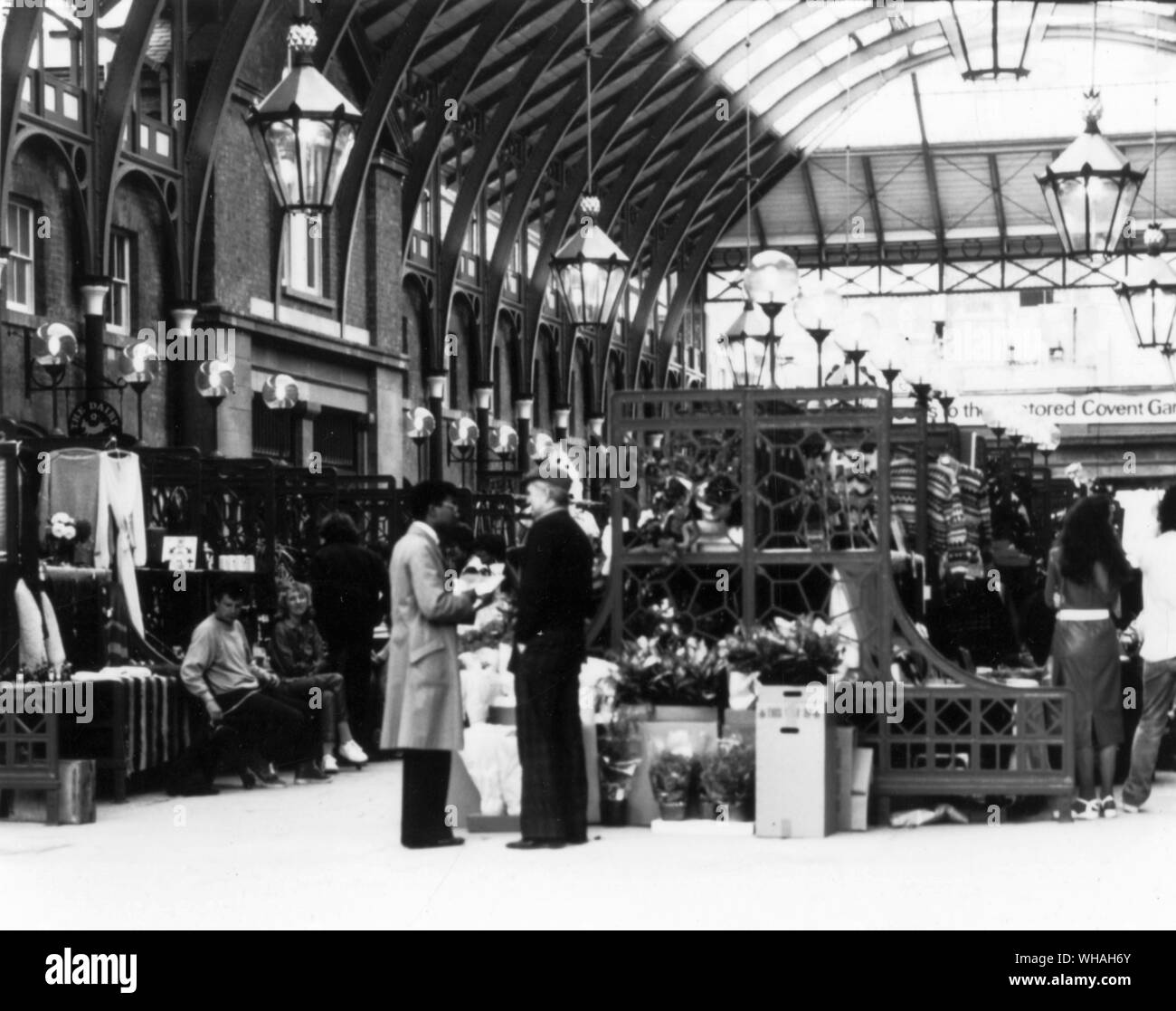 Covent Garden trading stall in the market. London Stock Photo