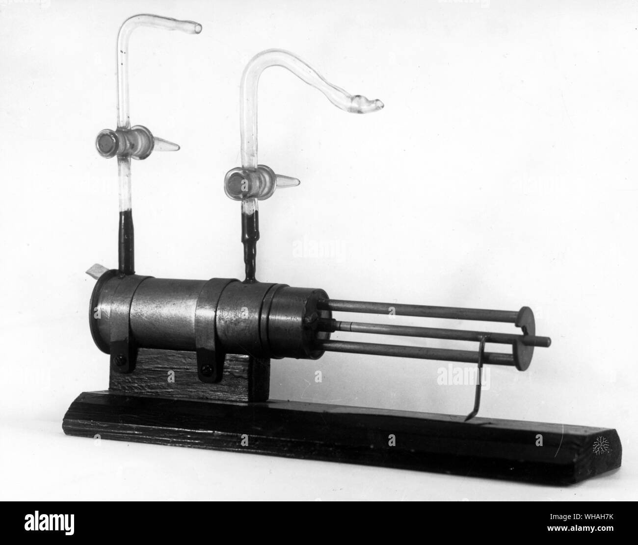 Apparatus used by Rutherford to show disintegration of nitrogen by alpha particles. Stock Photo