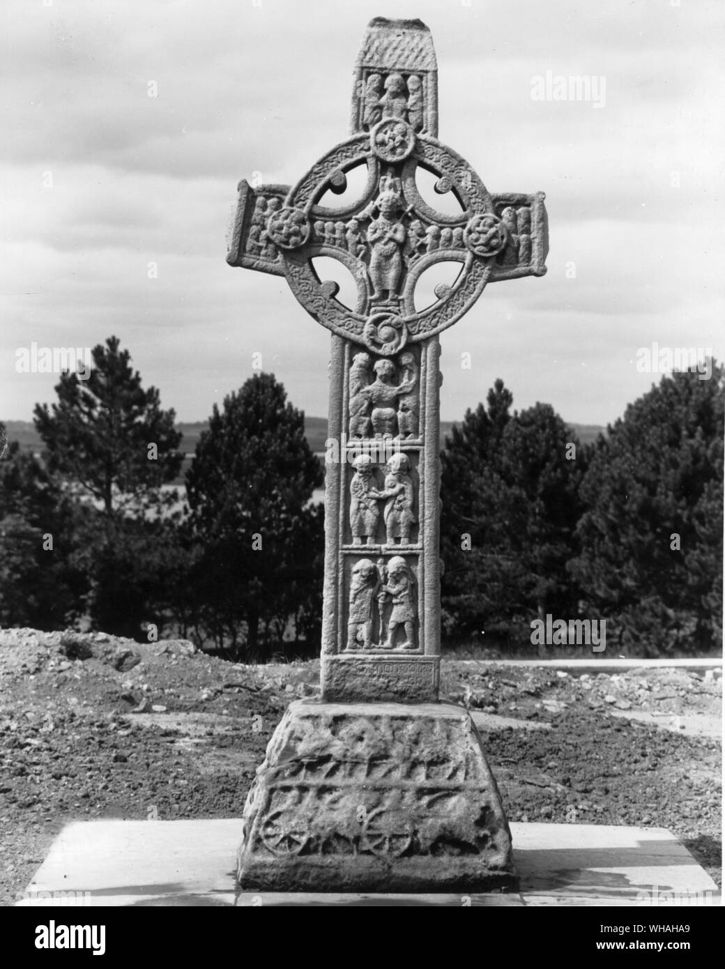 Clonmacnoise. Cross of the Scriptures. East side Stock Photo