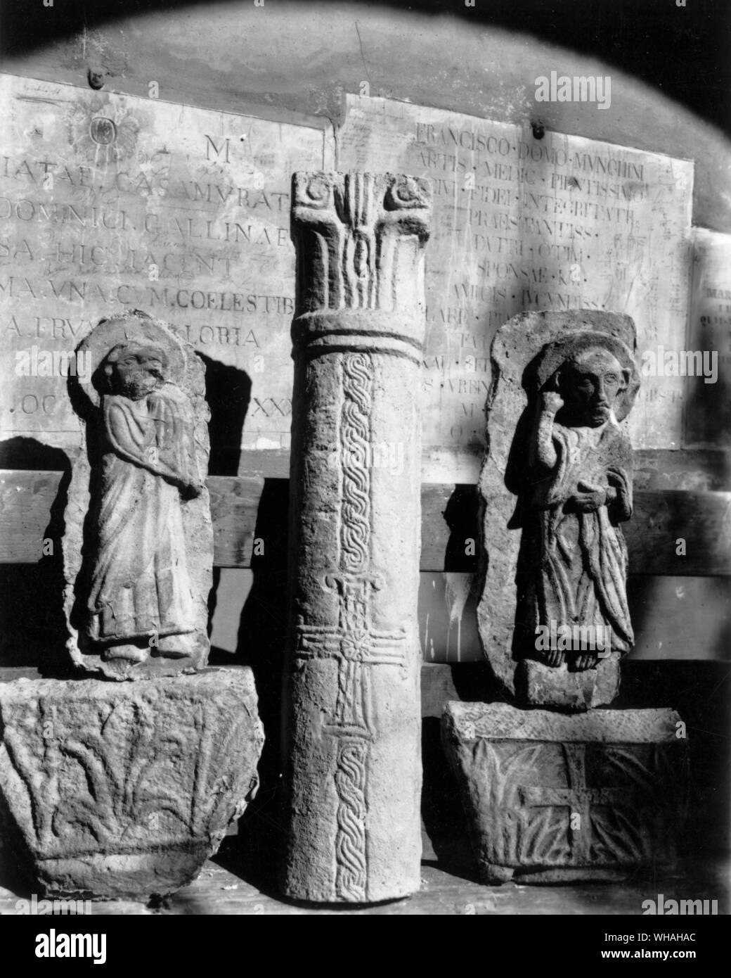 Statuettes of saints and a column 7th century Stock Photo Alamy