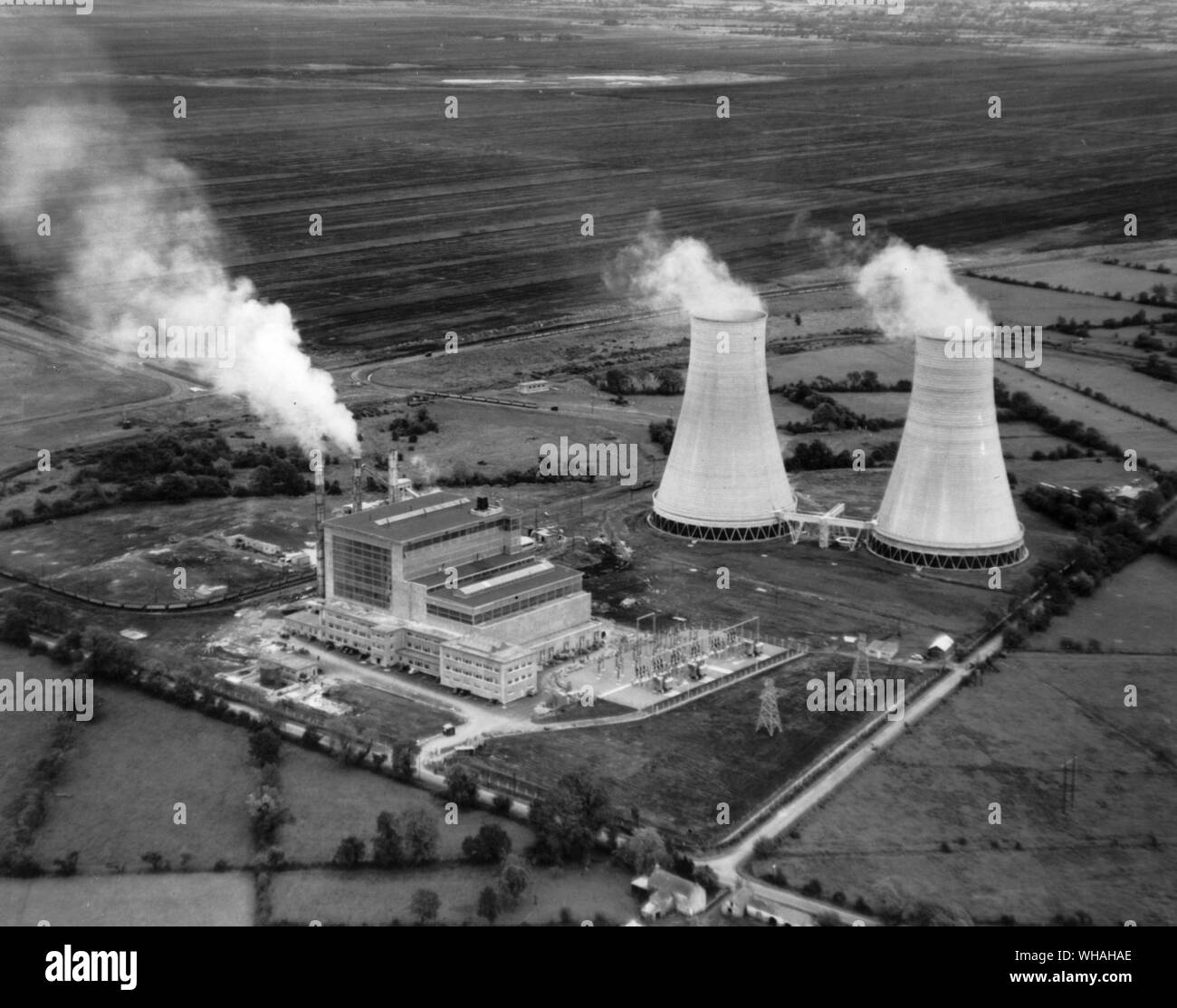 Milled peat generating station at Ferbane . Co Offally Stock Photo