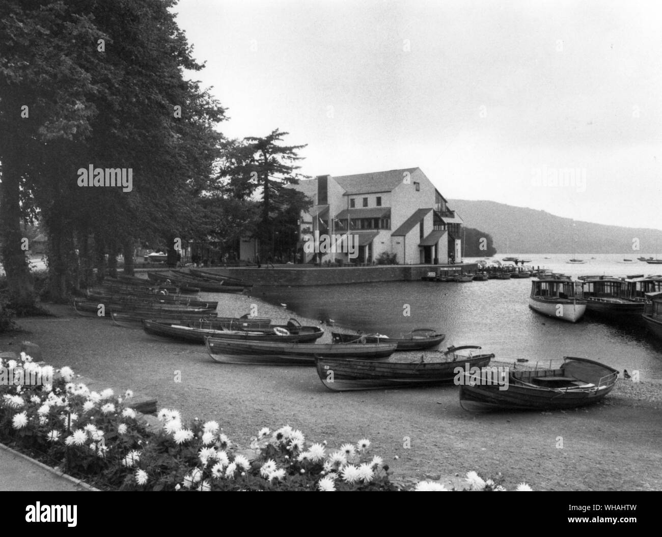 Yachting complex . Bowness on Windermere. Cumbria. Mid 1970's Stock Photo