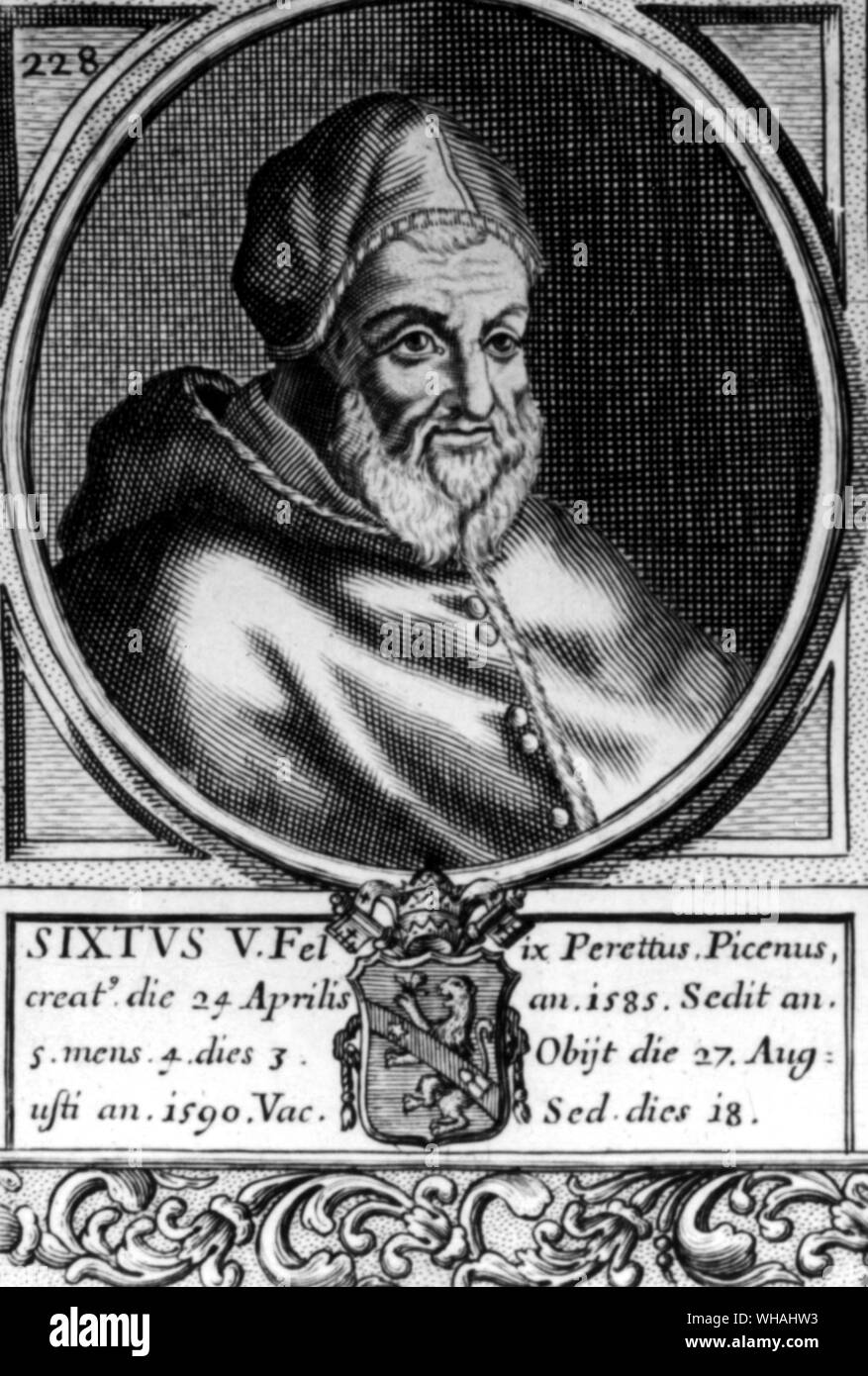 Pope Sixtus V. Sixtus V (orig. Felice Peretti) Italian pope 1585-1590  1521-1590 Stock Photo - Alamy