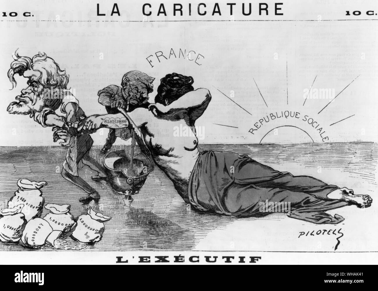 L'executif by Pilotell (pseudonym of Georges Labadie 1844-1918) Centre spread of the newspaper La Caricature Politique Saturday March 11th 1871. Stock Photo