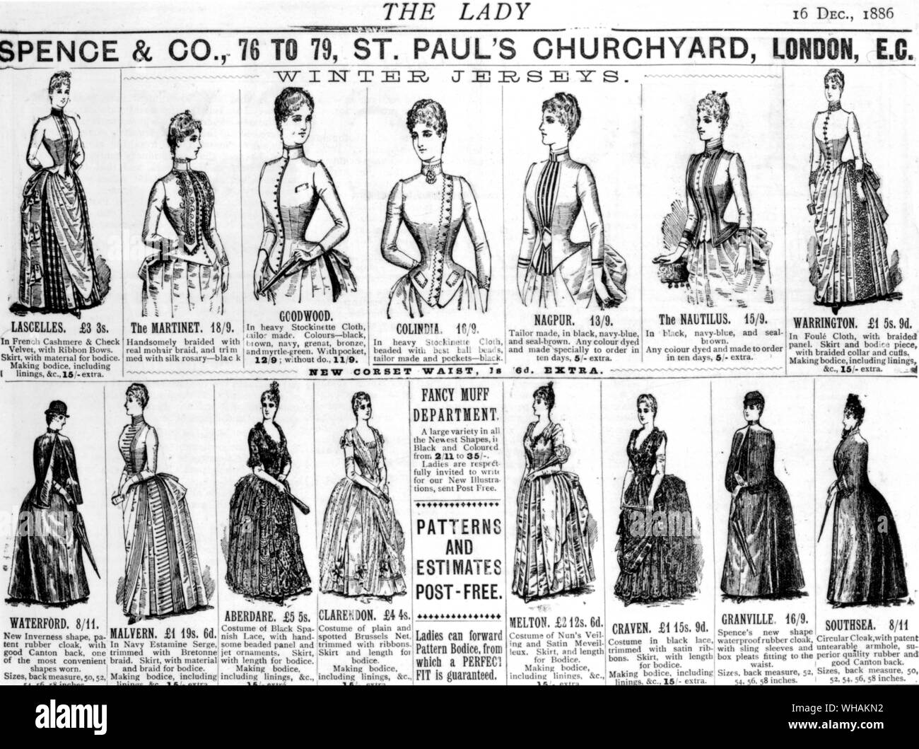 The Lady 16th December 1886. Ready to Wear dresses Stock Photo
