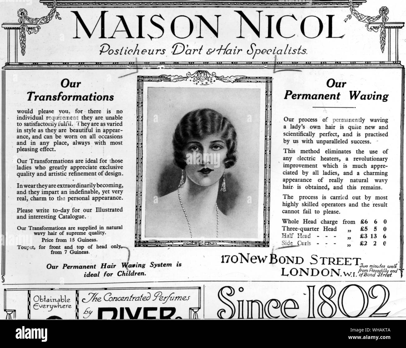 The Queen December 1924. Maison Nicol. Posticheurs D'art & Hair Specialists. Stock Photo