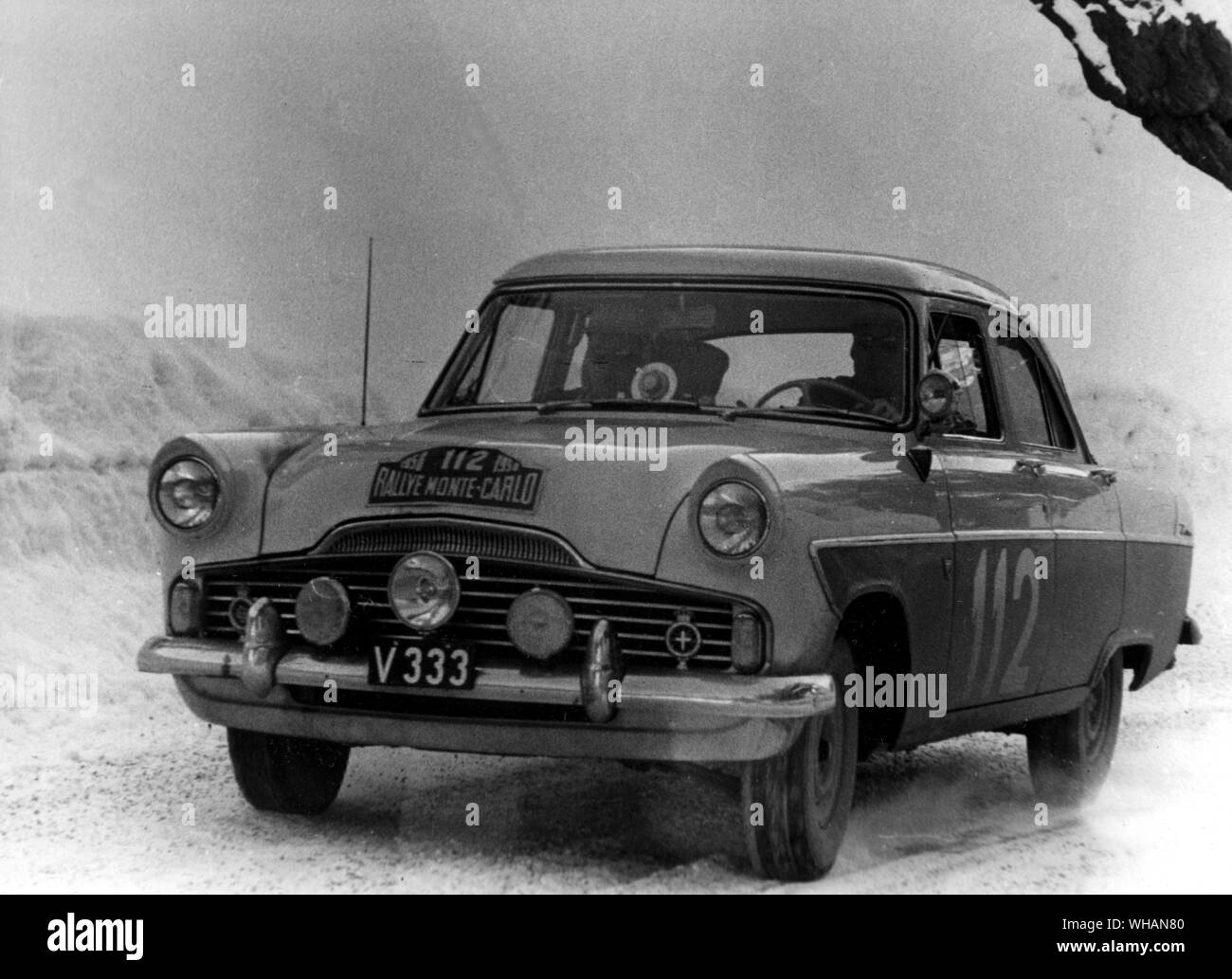 Monte Carlo Rally.Welloman and his Ford Zephyr Stock Photo