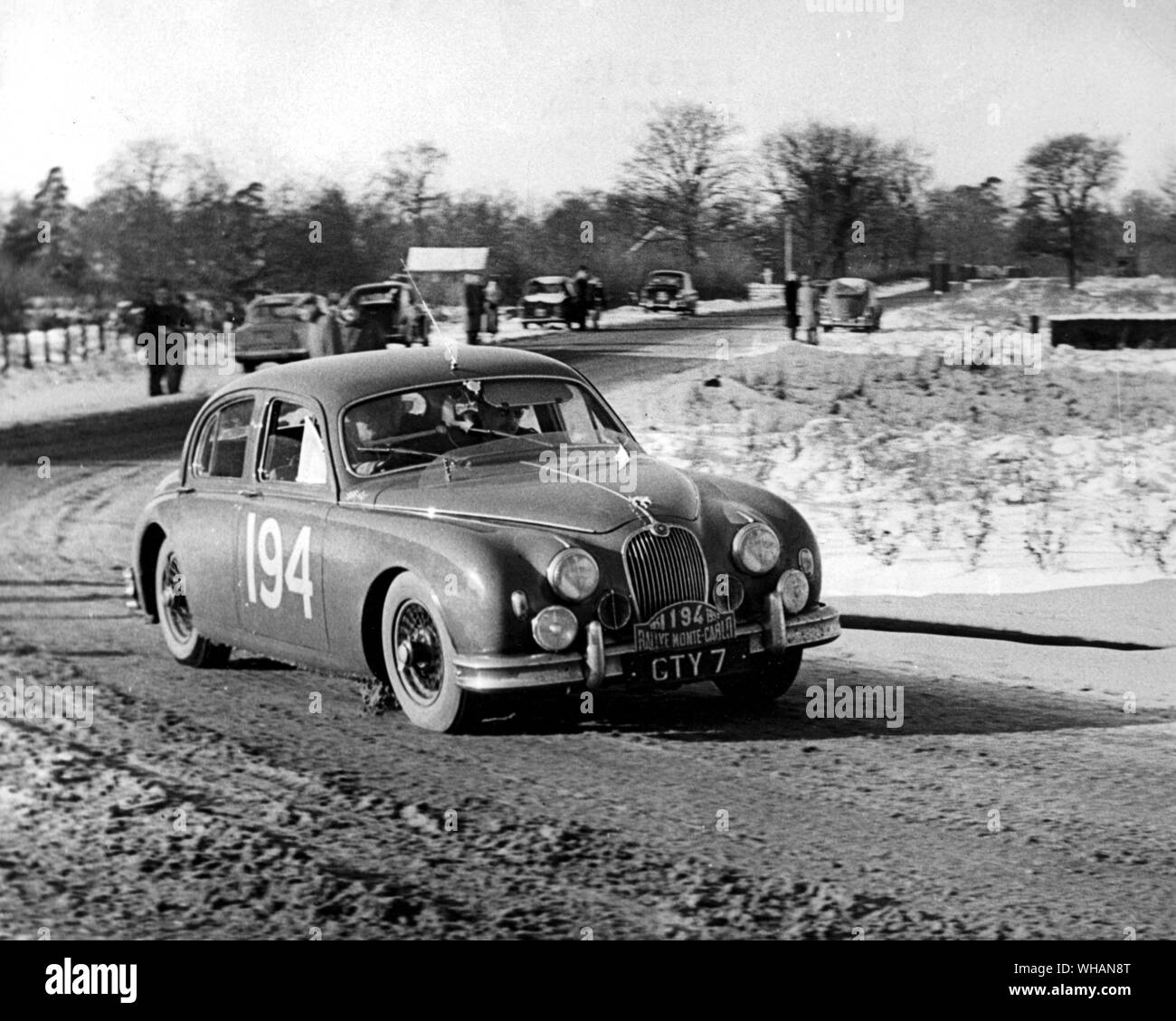 Monte Rally. Phil Walton in his 3.4. Jaguar Stock Photo