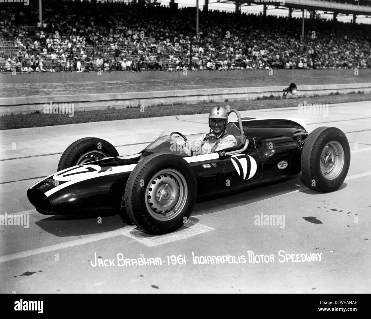 Jack Brabham 1961. Indianapolis Motor Speedway Stock Photo