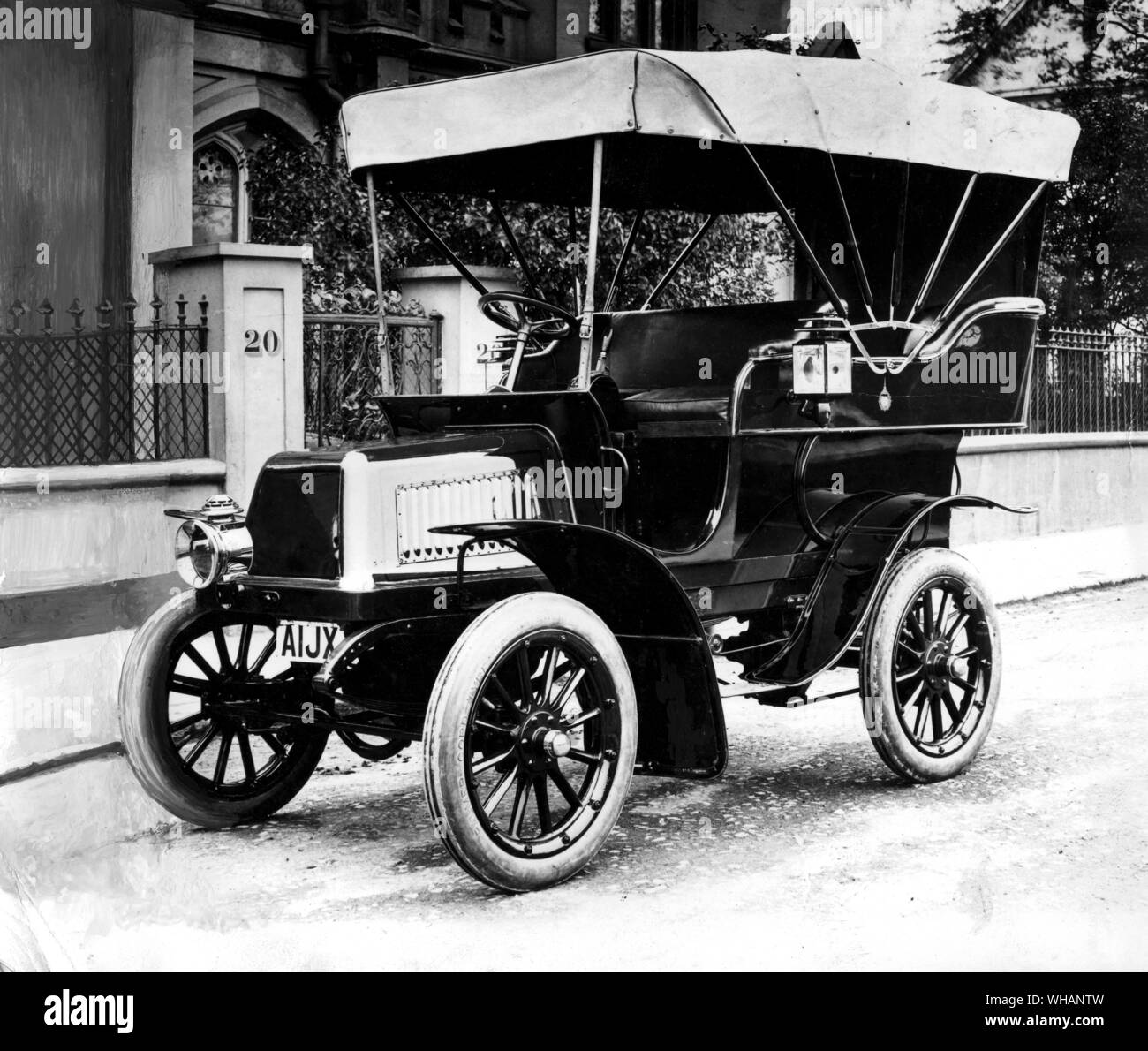 1905 Oppermann electric tonneau. Built for the King of Siam. Autocar. . Oppermann. Carl Oppermann of London (England) produced electric cars under his own name from 1898 to 1902, and by the Carl Oppermann Electric Carriage Co. Ltd from 1902 to 1907. The company made its own batteries to power a variety of vehicle types. Most vehicles had open body styles, and produced a number of electric taxicabs, particularly in the last few years of operation. An Oppermann electric was sold to the King of Siam in 1905.. . Stock Photo