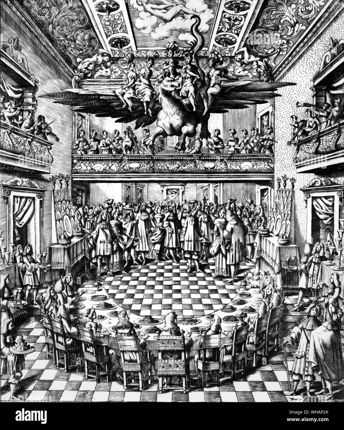 A banquet. Piazzola. 1685 . . L'Orologio del Piacere. F M Piccioli Stock  Photo - Alamy