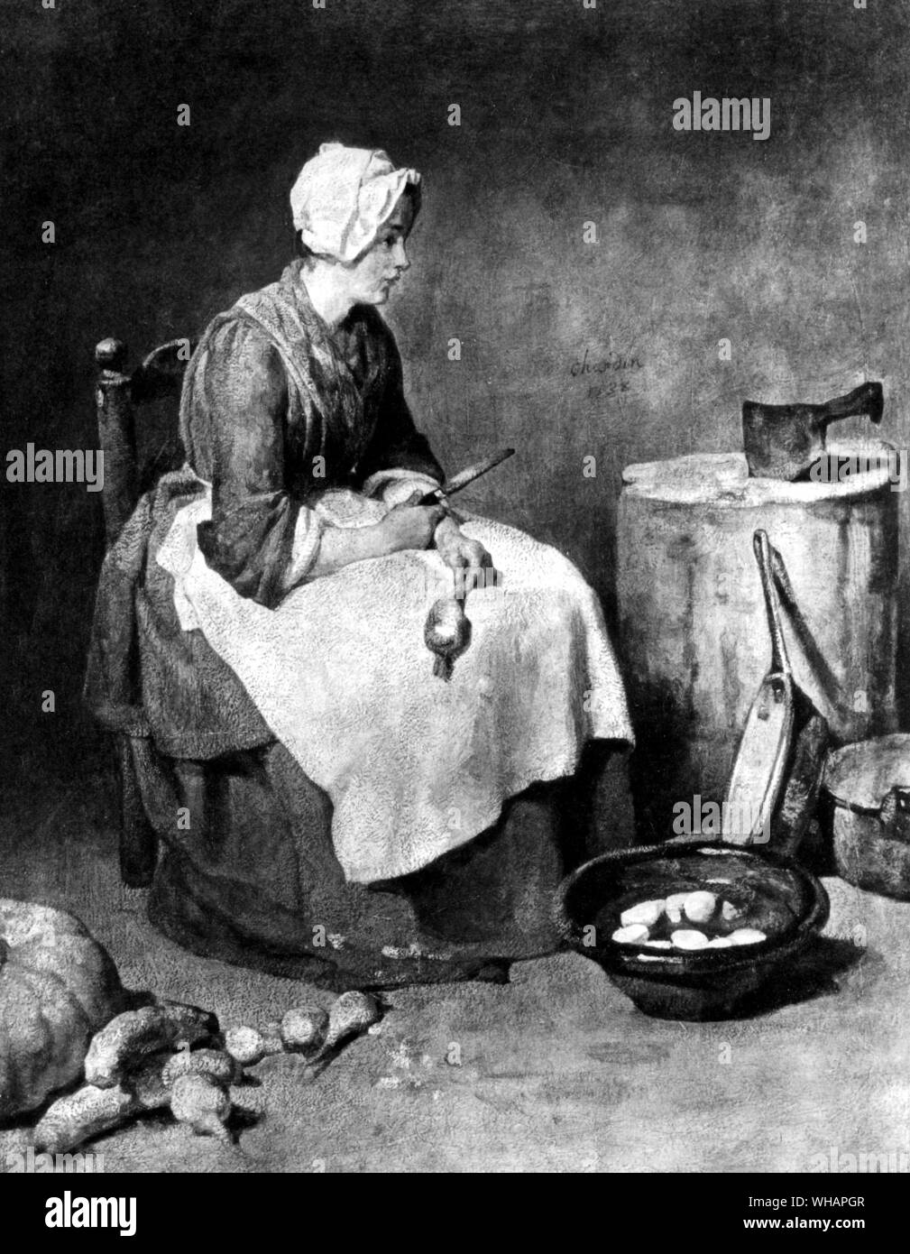 A Cook. by Jean Baptiste Chardin 1699-1779. 18th Century . 1738 Stock Photo
