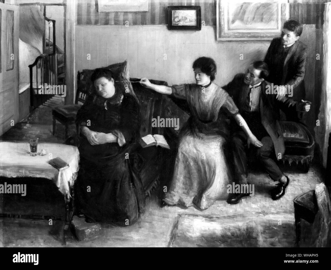 Mark Gertler b. 1892- d. 1939 (suicide). The Artist's family, A Playful Scene. Stock Photo