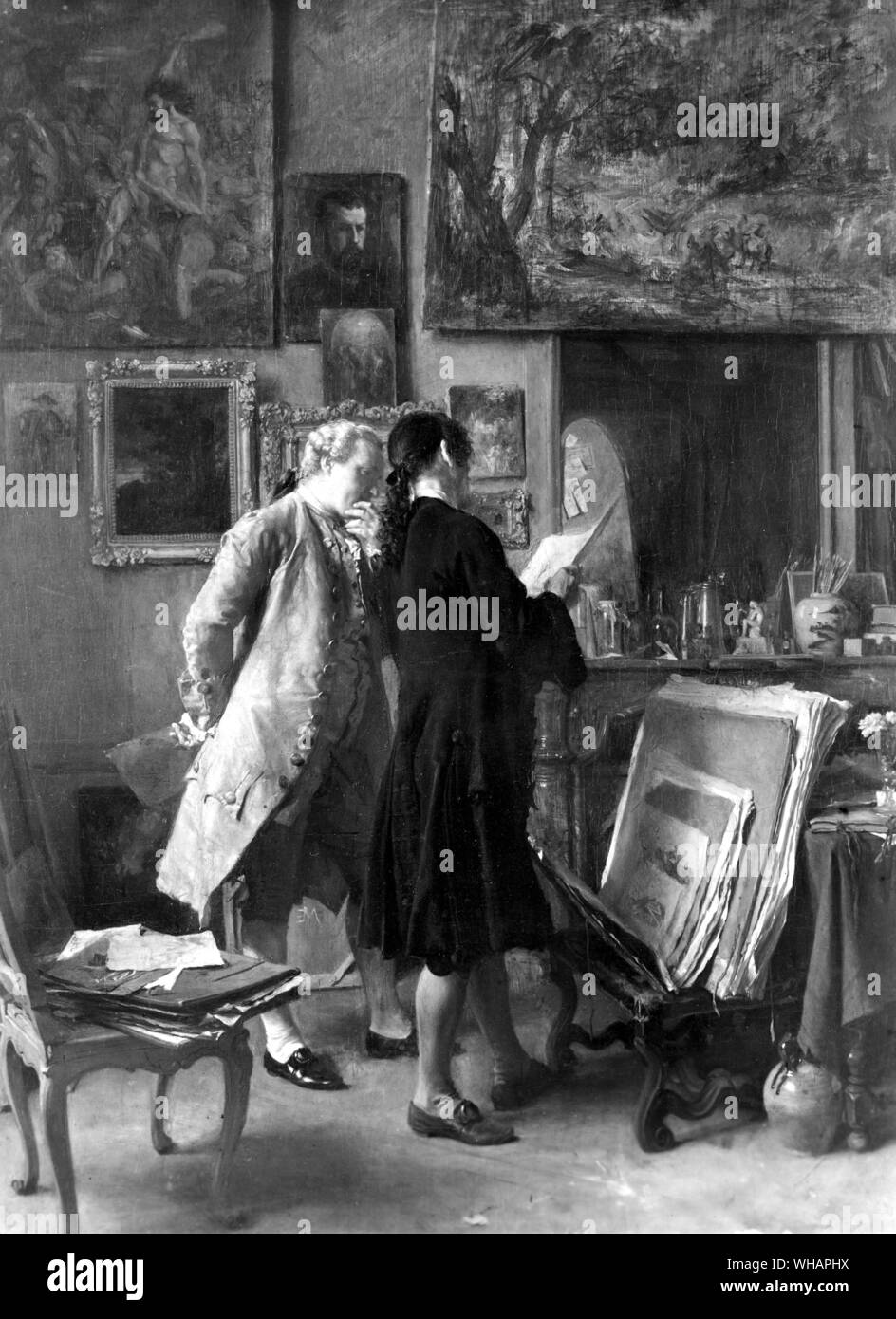 Meissonier. An artist inspecting his collection Stock Photo