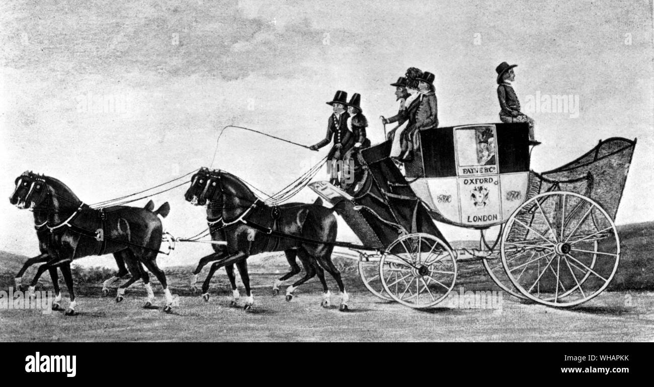 The London and Oxford Coach from a painting by Cordery 1792 Stock Photo