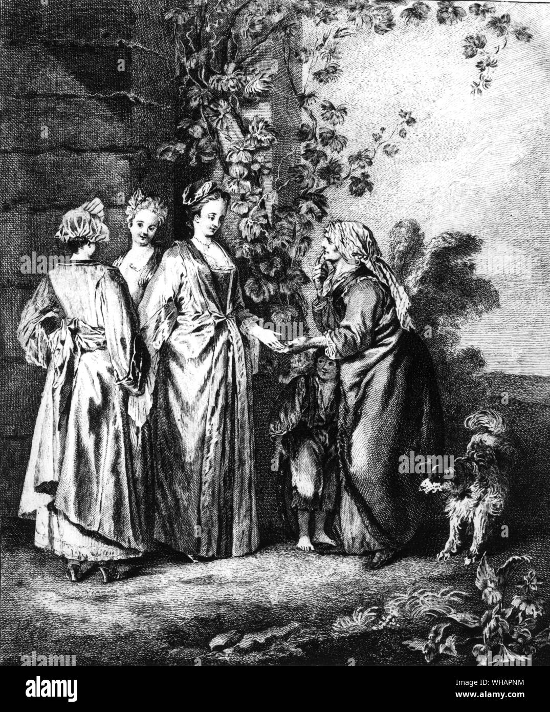The Fortune Teller 1710. by Watteau 1684-1721 Stock Photo
