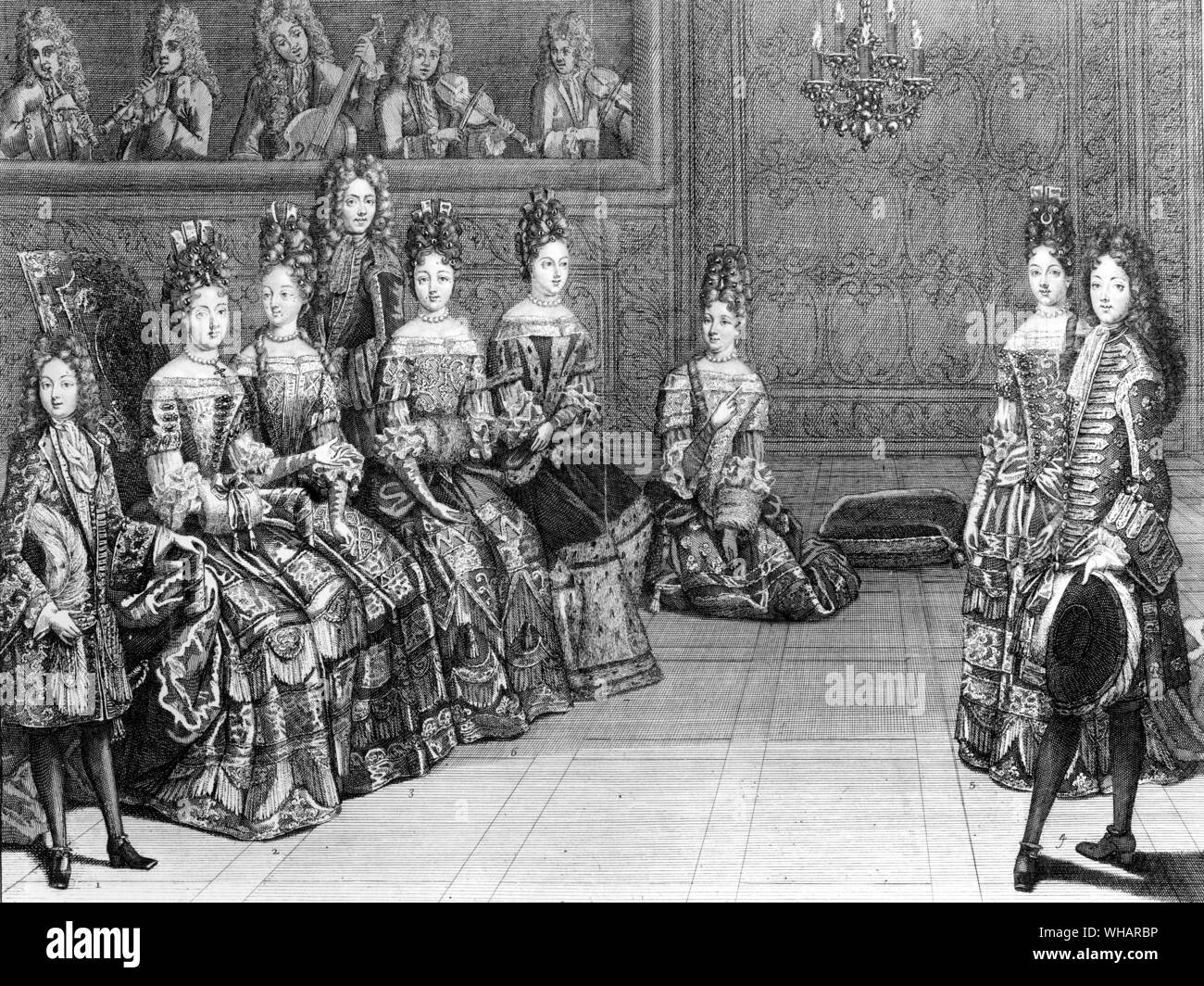 The Music Room . 4th Chamber of the appartments of the Queen at Versaille Stock Photo