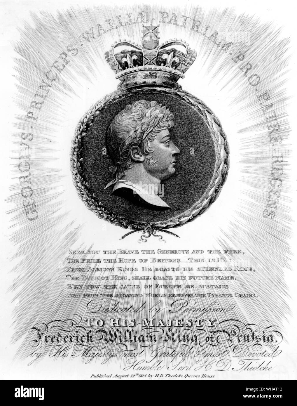 Dedication to Frederick William III King of Prussia Stock Photo