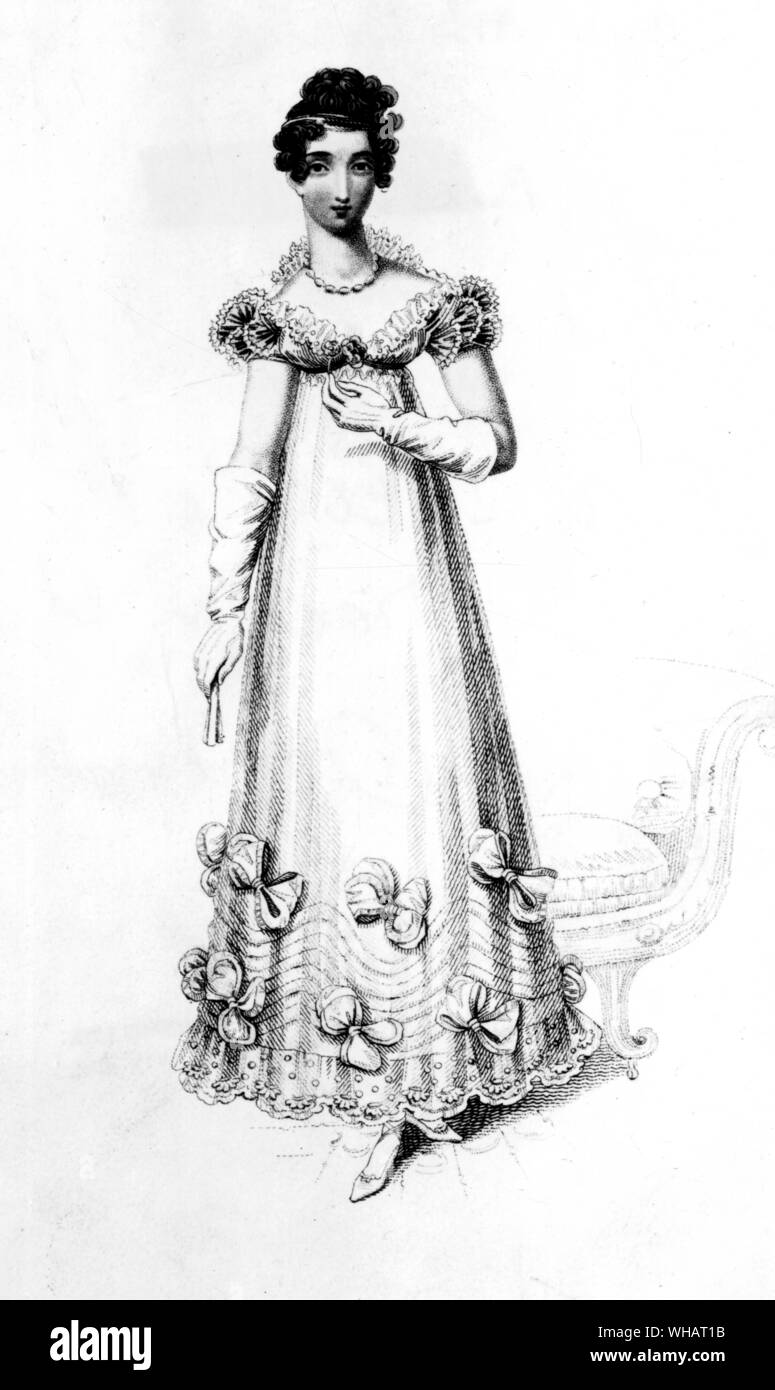 Ball dress c 1817. La Belle Assemblie Stock Photo