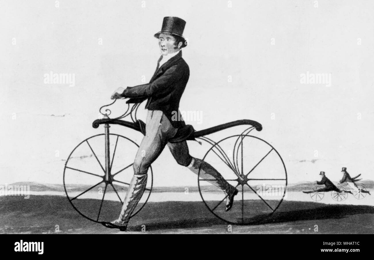 Johnson, the first rider on the Pedestrian Hobbyhorse Stock Photo