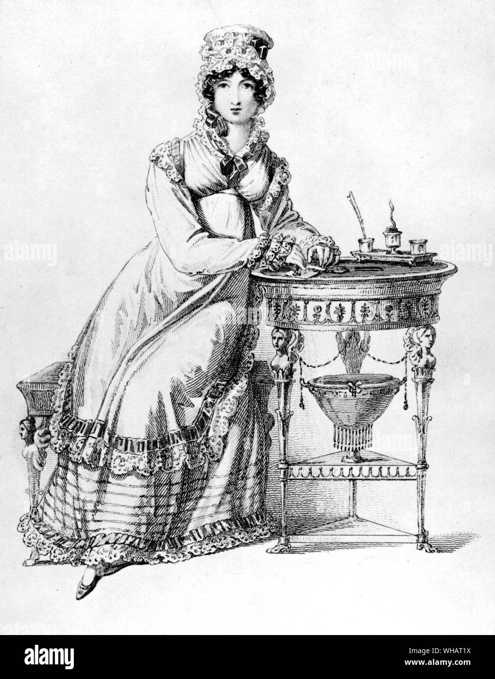 Evening Dress c 1818 . English / French Stock Photo