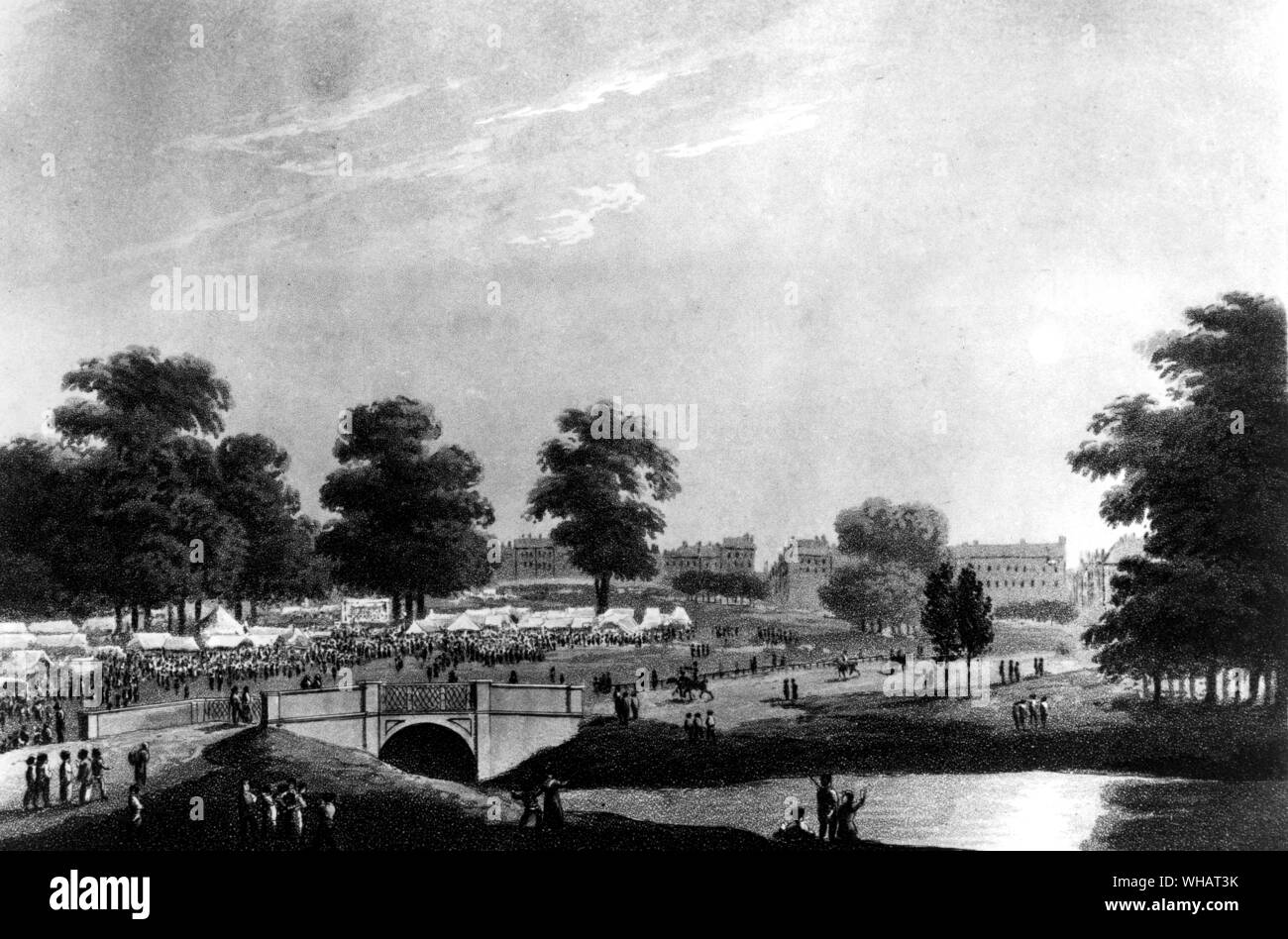 The view of the Fair in Hyde Park . London. August 1st 1814 Stock Photo