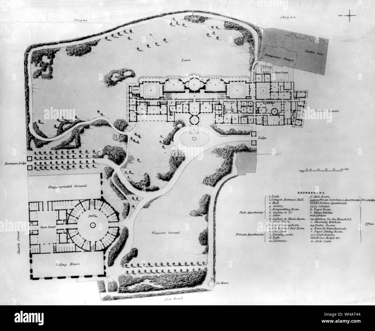 Plan of Brighton Pavilion from John Nash's Brighton Pavilion 1820-25. Stock Photo