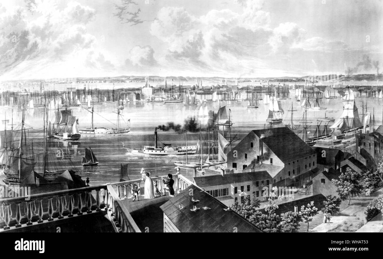 New York from Brooklyn Heights 1836 by W J Bennet, after a painting by John Hill Stock Photo