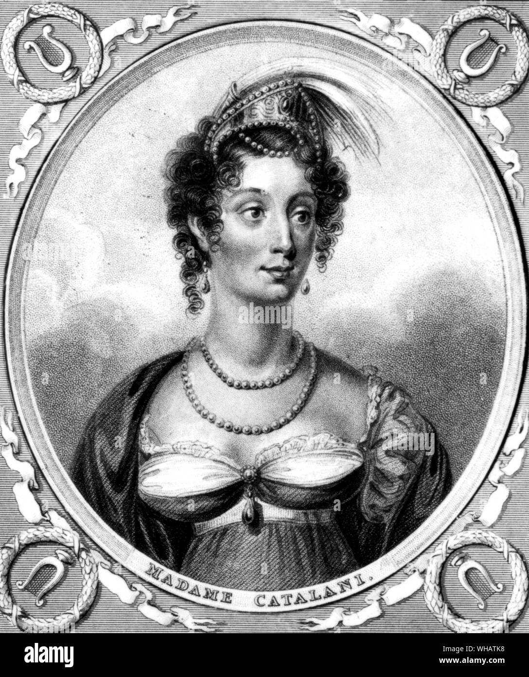 Madame Catalani 1779-1845 after W H brooke. Italian opera singer who came  to England in 1806 after successfully performing in Italy, Portugal and  France. For seven years she was the unrivalled prima