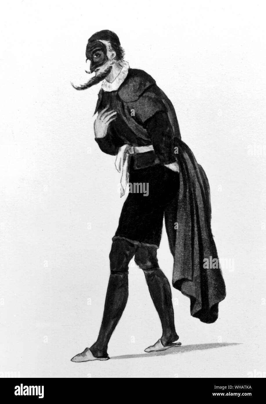 A character in the Italian Comedy 1827. Pantalone. Pantaloon Stock Photo