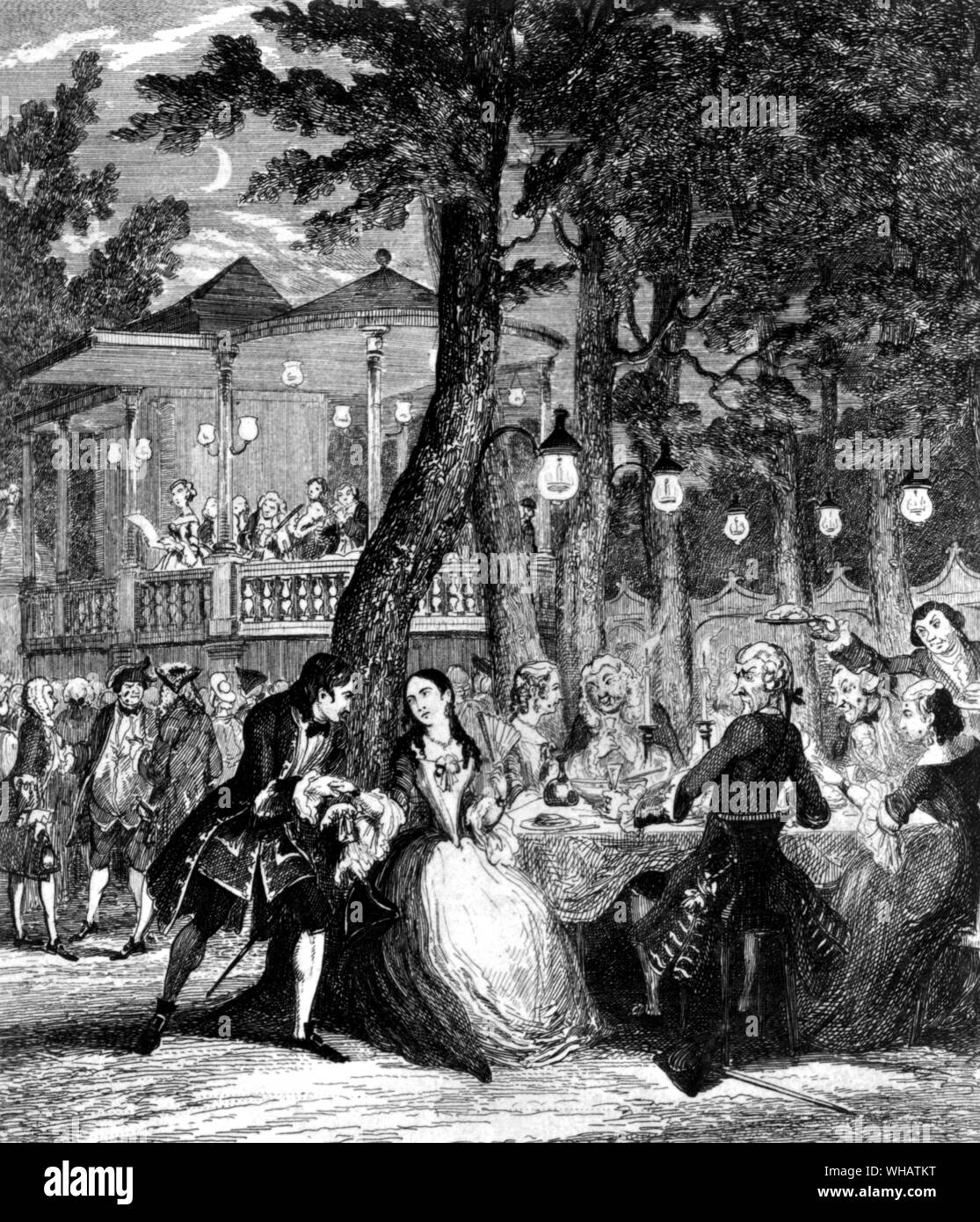 Supper at Vauxhall showing outdoor illumination probably 1800-1810. London Stock Photo