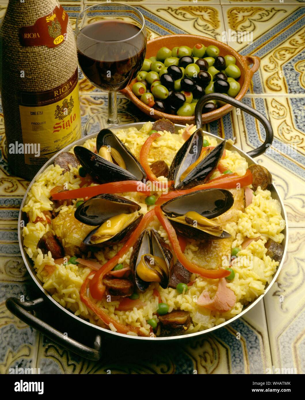 International Cooking . La Paella, Spanish. Stock Photo