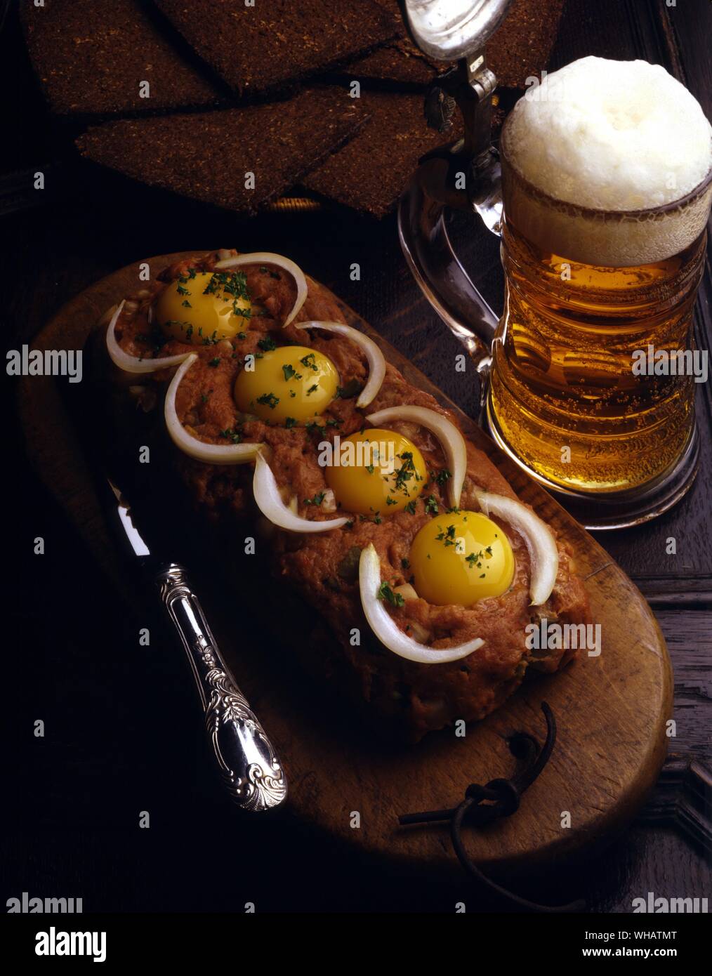 International Cooking By Robin Howe. Beef Tartare.. Germany. Stock Photo