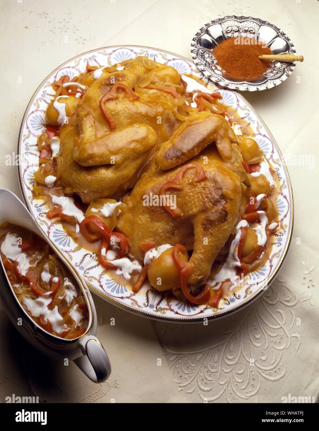 International Cooking . Paprika Chicken Csirke Paprikas, Hungary. Stock Photo