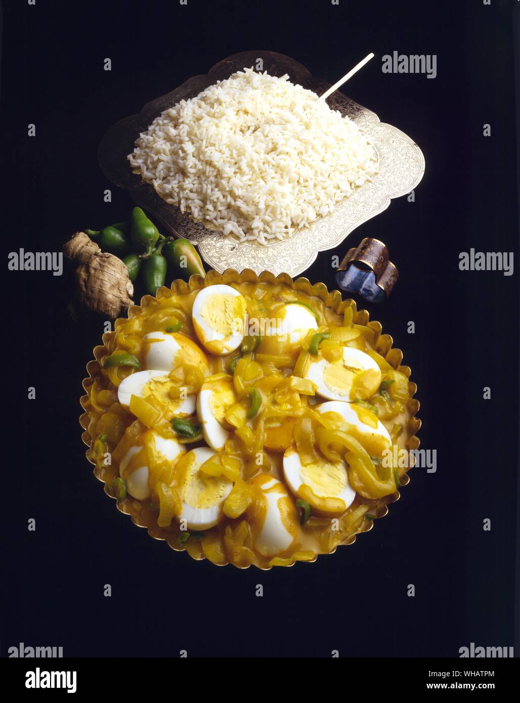 International Cooking . Egg Curry. Baida Mooli, India. Stock Photo