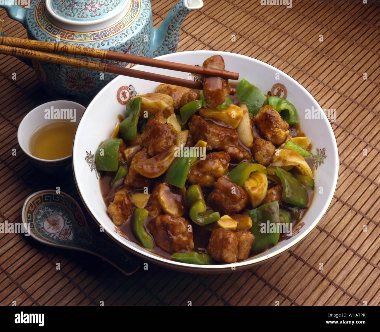 International Cooking . Sweet And Sour Pork.. Tim Suen Goo Lo Yuk, Hong Kong. Stock Photo